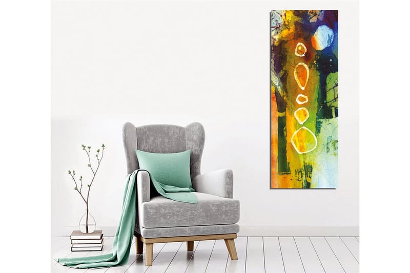 Canvastavla - Abstrakt komposition med geometriska former och färgglada inslag - Grön / Orange / Blå - Inredning & dekor - Tavlor & konst - Canvastavla