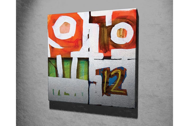 Canvastavla - Abstrakt komposition med geometriska former och siffror - Röd / Grön / Vit - Inredning & dekor - Tavlor & konst - Canvastavla