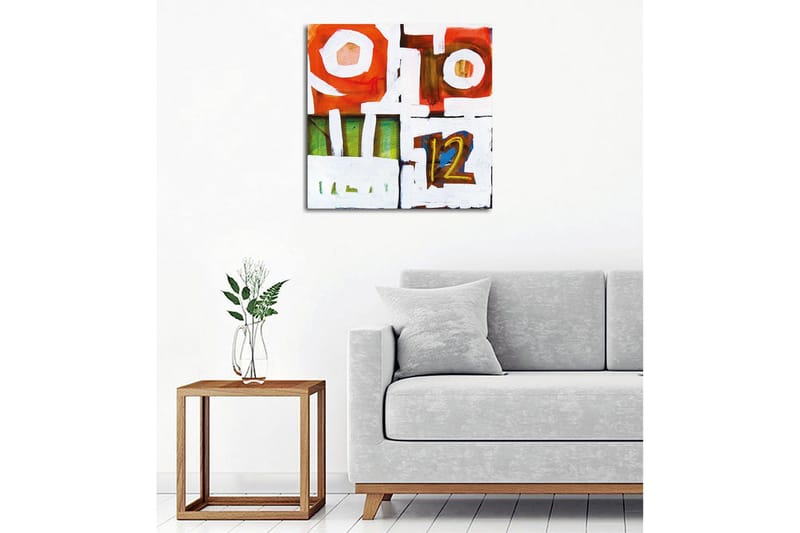Canvastavla - Abstrakt komposition med geometriska former och siffror - Röd / Grön / Vit - Inredning & dekor - Tavlor & konst - Canvastavla