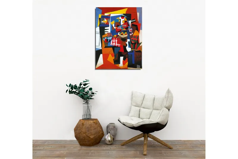 Canvastavla - Abstrakt komposition med geometriska former och starka färger - Röd / Blå / Gul - Inredning & dekor - Tavlor & konst - Canvastavla