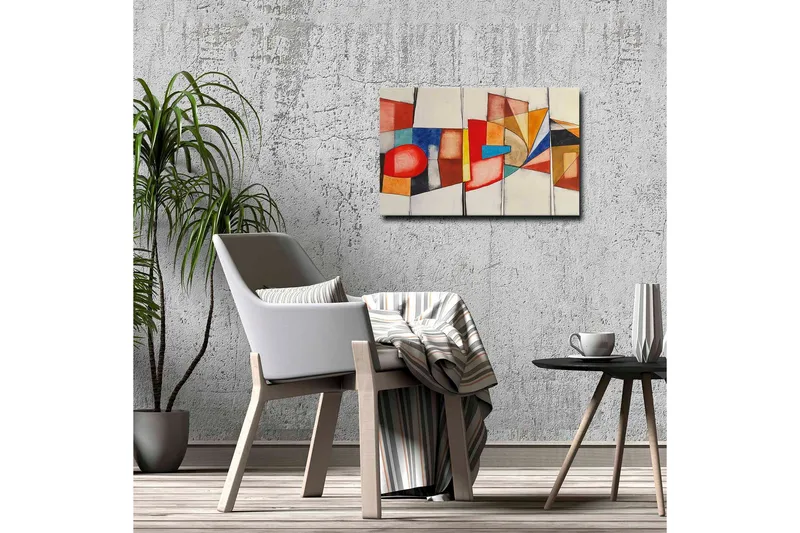 Canvastavla - Abstrakt komposition med geometriska former och starka färger - Röd / Blå / Orange - Inredning & dekor - Tavlor & konst - Canvastavla