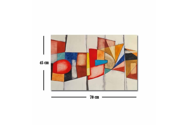 Canvastavla - Abstrakt komposition med geometriska former och starka färger - Röd / Blå / Orange - Inredning & dekor - Tavlor & konst - Canvastavla