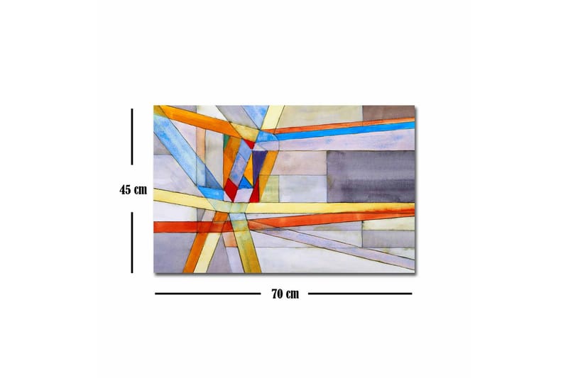 Canvastavla - Abstrakt komposition med geometriska linjer och former - Blå / Orange / Grå - Inredning & dekor - Tavlor & konst - Canvastavla