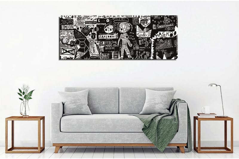 Canvastavla - Abstrakt komposition med grafiska element och texturer - Svart / Vitt - Inredning & dekor - Tavlor & konst - Canvastavla