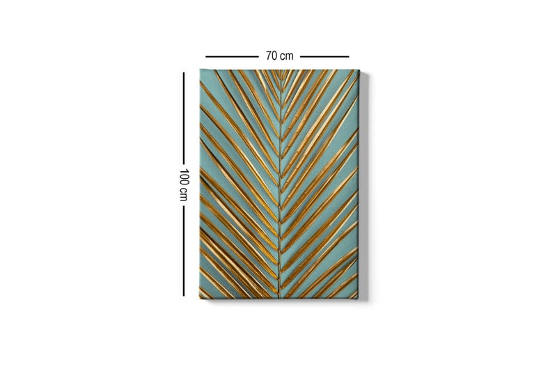 Canvastavla - Abstrakt komposition med gyllene bladformer - Guld / Turkos - Inredning & dekor - Tavlor & konst - Canvastavla