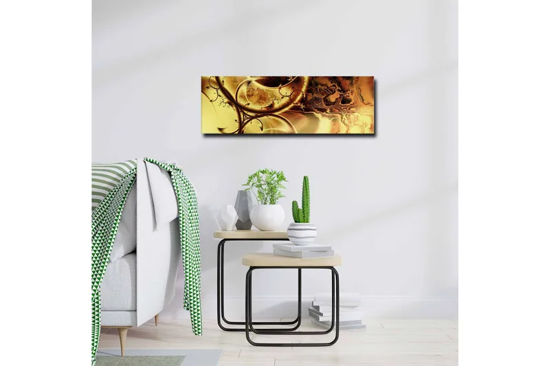 Canvastavla - Abstrakt komposition med gyllene och bruna mönster - Guld / Mörkbrun - Inredning & dekor - Tavlor & konst - Canvastavla