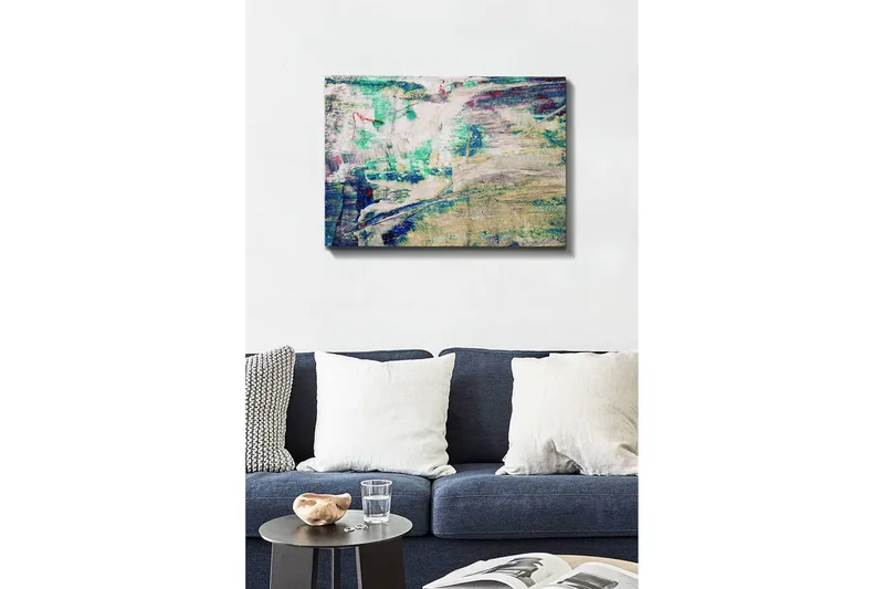 Canvastavla - Abstrakt komposition med mjuka färgövergångar - Turkos / Beige / Mörkblå - Inredning & dekor - Tavlor & konst - Canvastavla