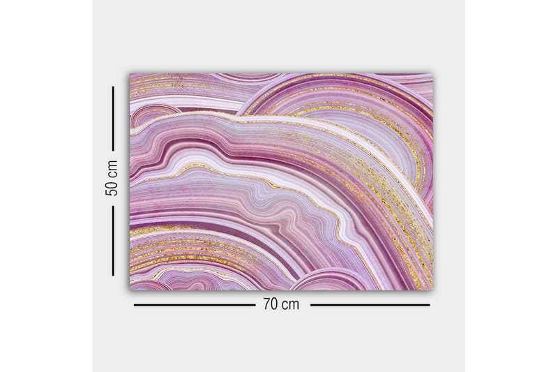 Canvastavla - Abstrakt komposition med mjuka, vågiga linjer i lila toner - Lila / Vit / Guld - Inredning & dekor - Tavlor & konst - Canvastavla