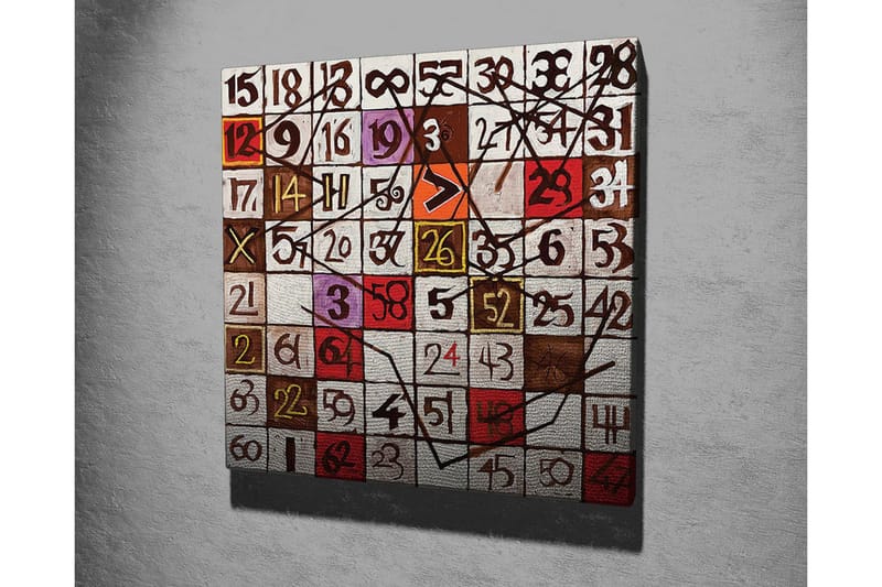 Canvastavla - Abstrakt komposition med siffror och linjer - Röd / Brun / Vit - Inredning & dekor - Tavlor & konst - Canvastavla