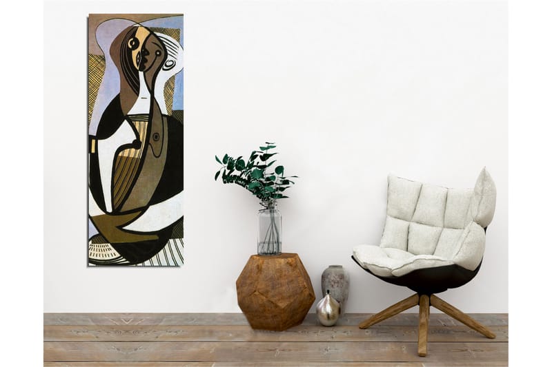 Canvastavla - Abstrakt komposition med stiliserade figurer - Svart / Beige / Ljusblå - Inredning & dekor - Tavlor & konst - Canvastavla