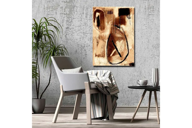 Canvastavla - Abstrakt komposition med svarta linjer och bruna nyanser - Brun / Svart - Inredning & dekor - Tavlor & konst - Canvastavla