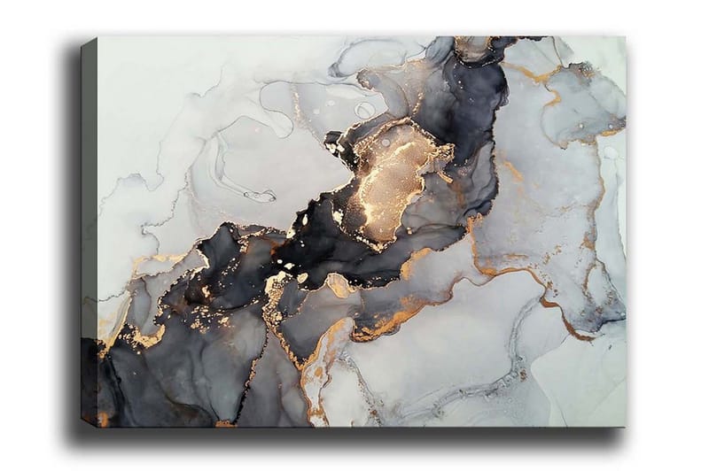 Canvastavla - Abstrakt komposition med svarta och gyllene inslag - Svart / Guld / Grå - Inredning & dekor - Tavlor & konst - Canvastavla