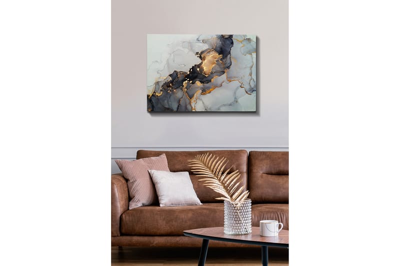 Canvastavla - Abstrakt komposition med svarta och gyllene inslag - Svart / Guld / Grå - Inredning & dekor - Tavlor & konst - Canvastavla