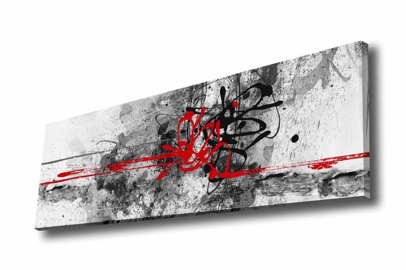 Canvastavla - Abstrakt komposition med svarta och röda linjer - Röd / Svart / Grå - Inredning & dekor - Tavlor & konst - Canvastavla