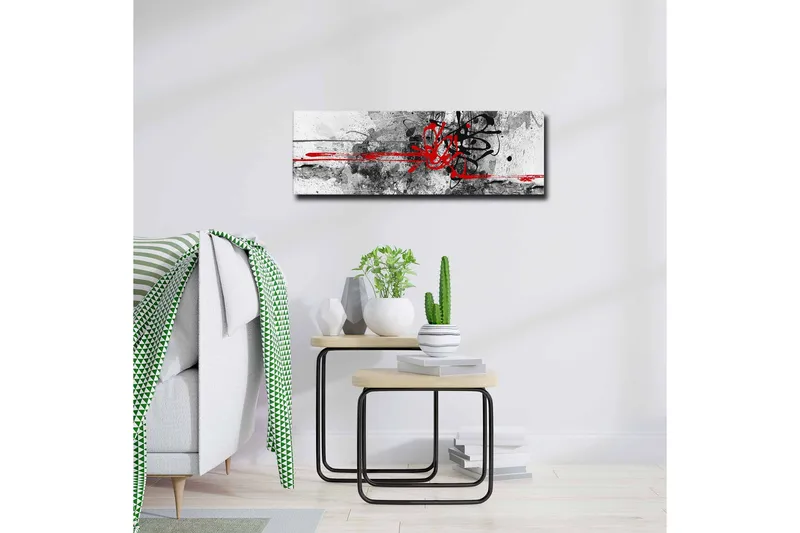 Canvastavla - Abstrakt komposition med svarta och röda linjer - Röd / Svart / Grå - Inredning & dekor - Tavlor & konst - Canvastavla