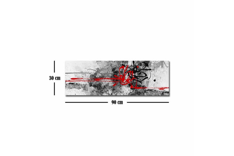 Canvastavla - Abstrakt komposition med svarta och röda linjer - Röd / Svart / Grå - Inredning & dekor - Tavlor & konst - Canvastavla