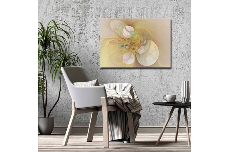 Canvastavla - Abstrakt komposition med svävande former i mjuka nyanser - Ljusgul / Beige / Ljusrosa - Inredning & dekor - Tavlor & konst - Canvastavla