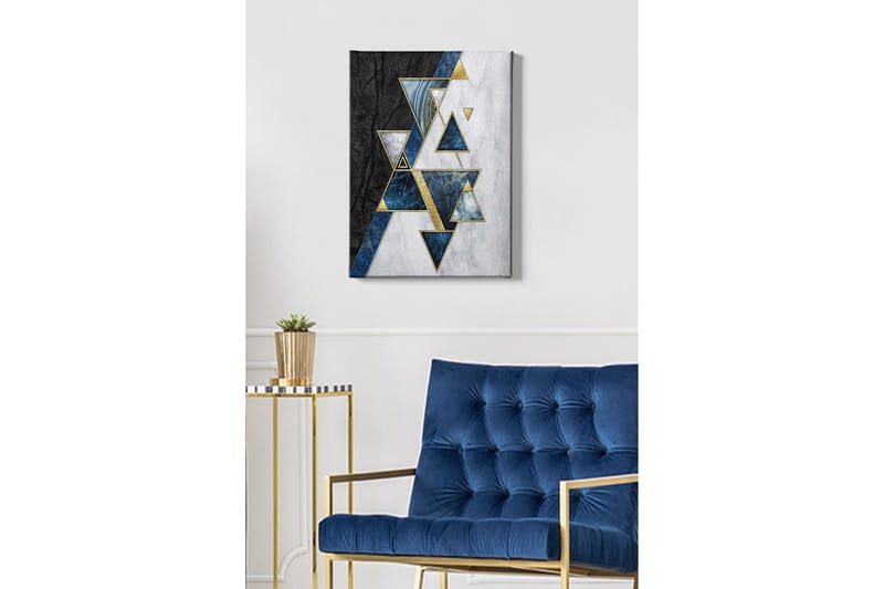 Canvastavla - Abstrakt komposition med trianglar och geometriska former - Svart / Blå / Vit - Inredning & dekor - Tavlor & konst - Canvastavla