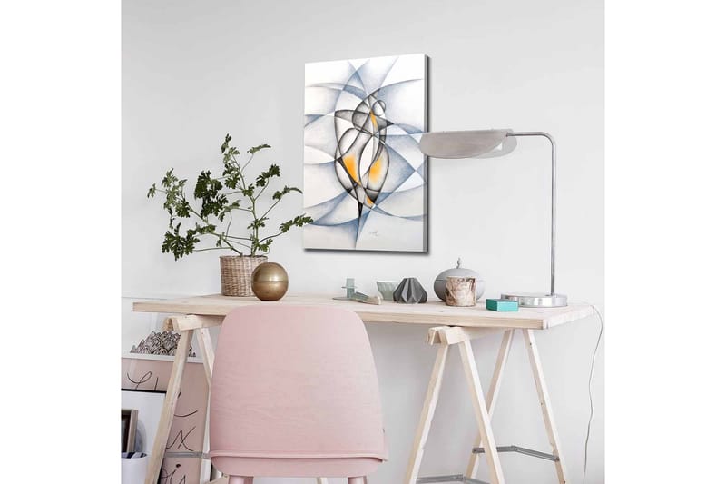 Canvastavla - Abstrakt komposition med två stiliserade figurer i samspel - Svart / Grå / Orange - Inredning & dekor - Tavlor & konst - Canvastavla