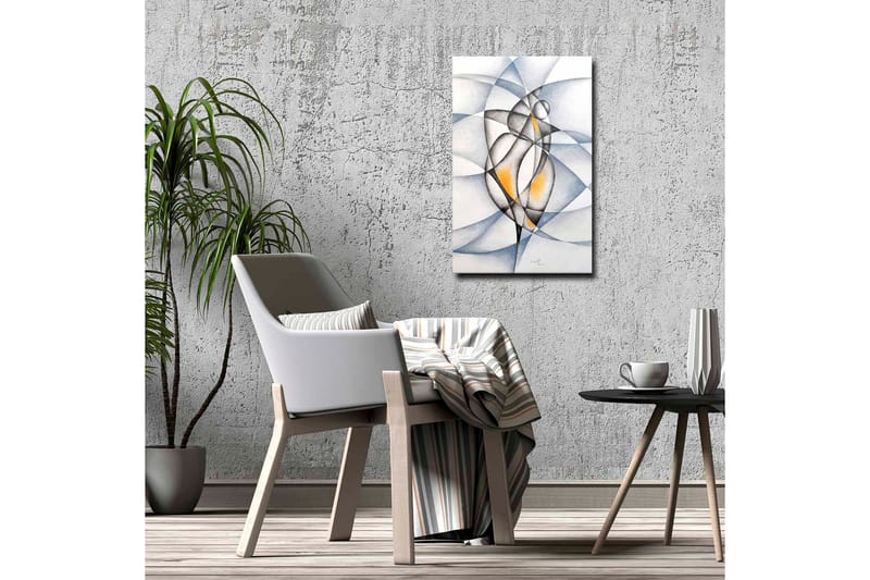 Canvastavla - Abstrakt komposition med två stiliserade figurer i samspel - Svart / Grå / Orange - Inredning & dekor - Tavlor & konst - Canvastavla