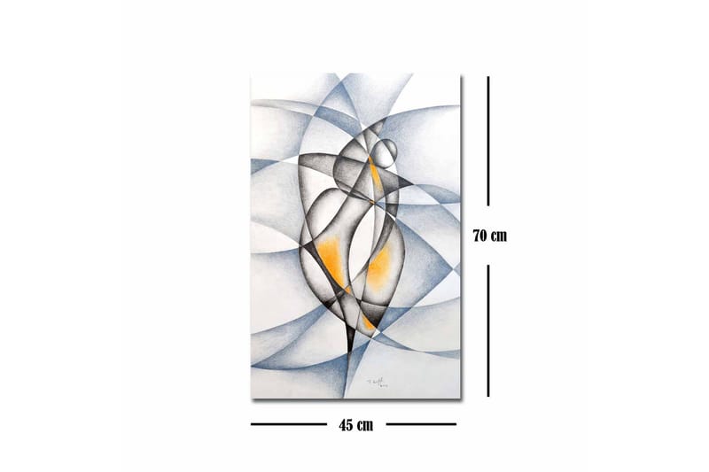 Canvastavla - Abstrakt komposition med två stiliserade figurer i samspel - Svart / Grå / Orange - Inredning & dekor - Tavlor & konst - Canvastavla