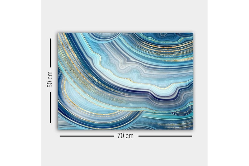Canvastavla - Abstrakt komposition med vågiga linjer i blå nyanser - Blå / Turkos / Guld - Inredning & dekor - Tavlor & konst - Canvastavla