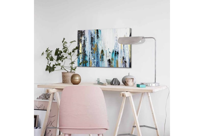 Canvastavla - Abstrakt komposition med vertikala linjer och färgade inslag - Blå / Svart / Guld - Inredning & dekor - Tavlor & konst - Canvastavla