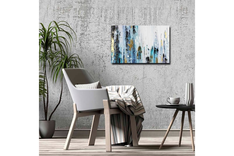 Canvastavla - Abstrakt komposition med vertikala linjer och färgade inslag - Blå / Svart / Guld - Inredning & dekor - Tavlor & konst - Canvastavla