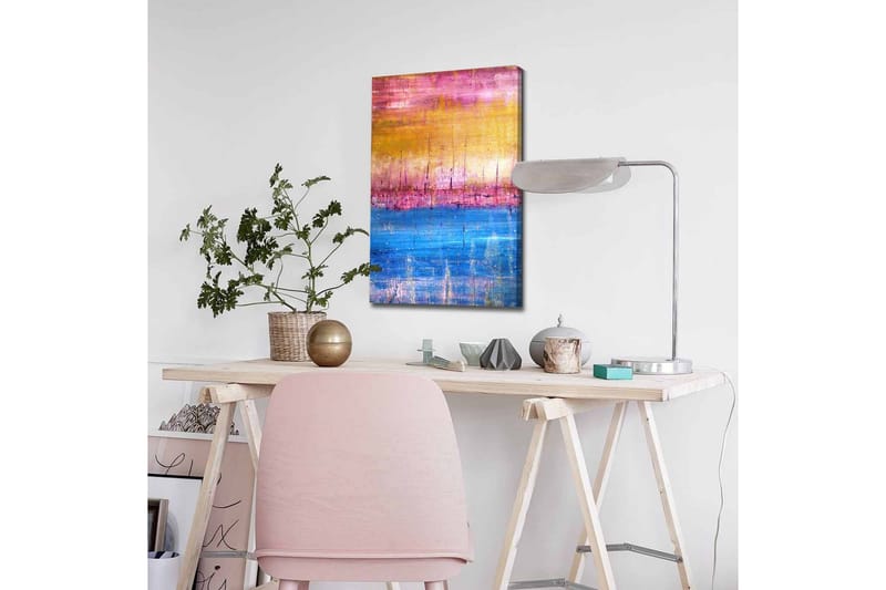 Canvastavla - Abstrakt landskap med färgövergångar i himmelska toner - Guld / Rosa / Blå - Inredning & dekor - Tavlor & konst - Canvastavla