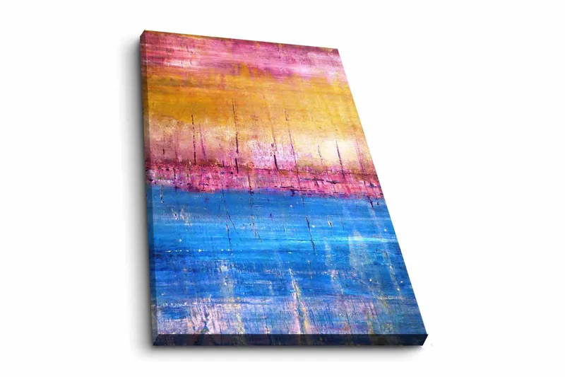 Canvastavla - Abstrakt landskap med färgövergångar i himmelska toner, Guld / Rosa / Blå