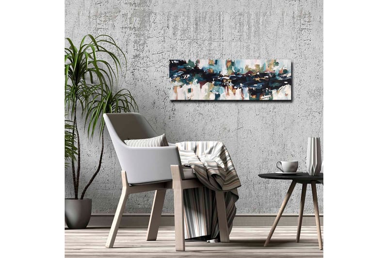 Canvastavla - Abstrakt landskap med flytande former och färger - Mörkblå / Turkos / Beige - Inredning & dekor - Tavlor & konst - Canvastavla