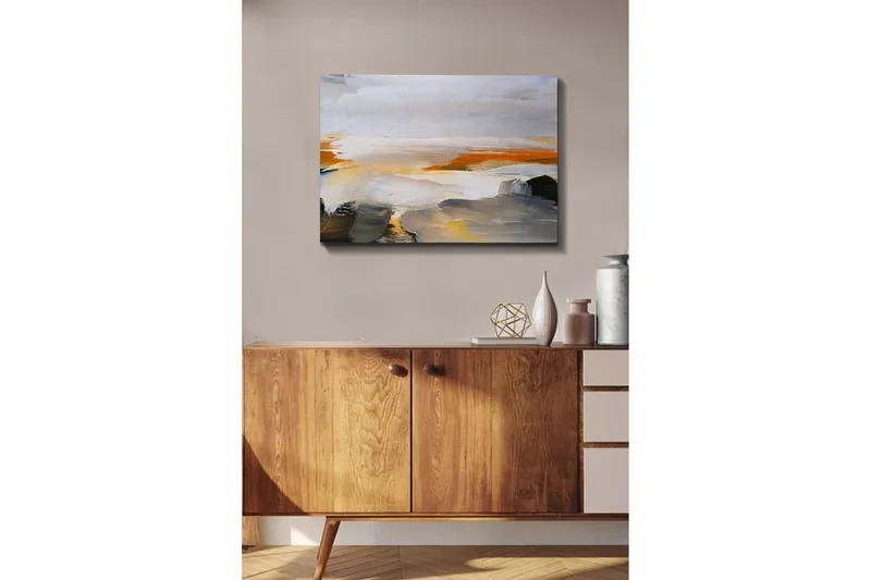 Canvastavla - Abstrakt landskap med mjuka färgövergångar - Gr å / Orange / Vit - Inredning & dekor - Tavlor & konst - Canvastavla