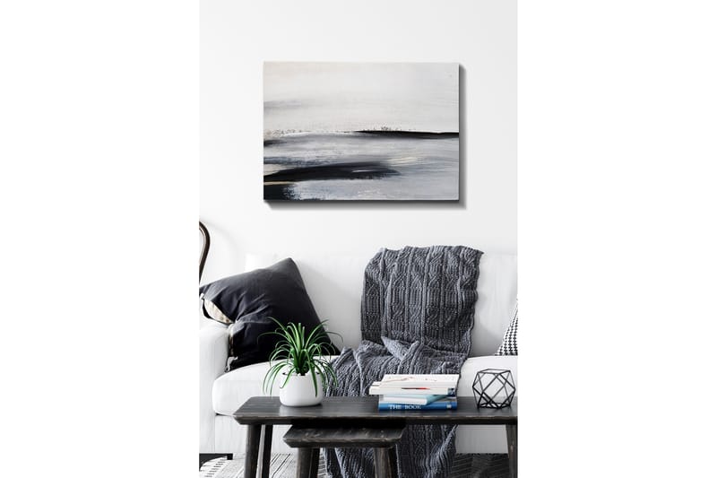 Canvastavla - Abstrakt landskap med mjuka linjer och nyanser av grått - Vit / Svart / Grå - Inredning & dekor - Tavlor & konst - Canvastavla