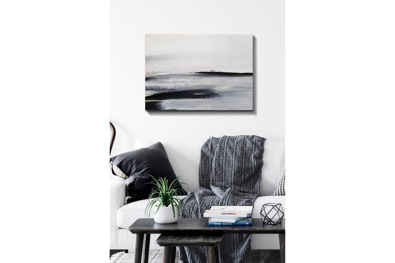 Canvastavla - Abstrakt landskap med mjuka linjer och nyanser av grått - Vit / Svart / Grå - Inredning & dekor - Tavlor & konst - Canvastavla