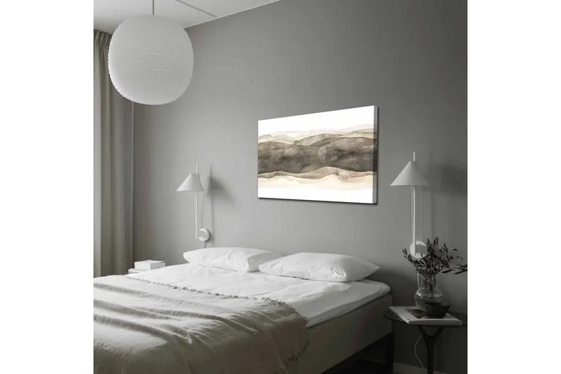 Canvastavla - Abstrakt landskap med mjuka, vågiga former - Grå / Beige / Vit - Inredning & dekor - Tavlor & konst - Canvastavla