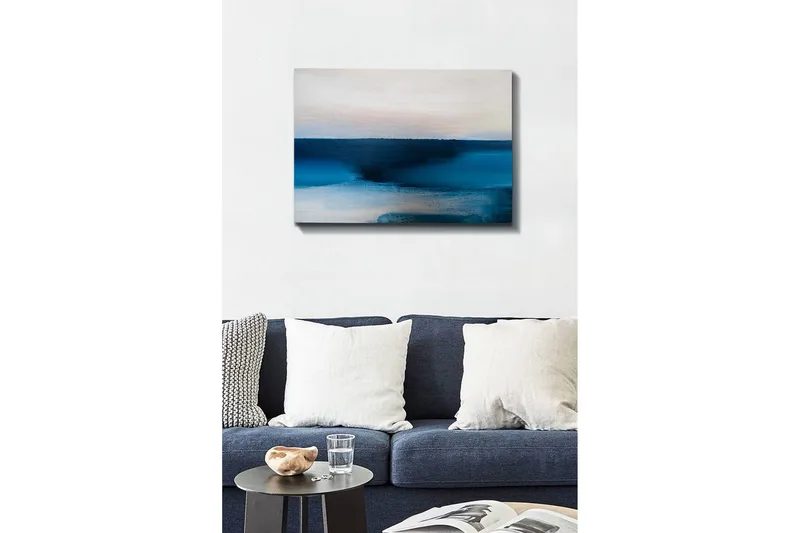 Canvastavla - Abstrakt landskap med nyanser av blått - Mörkblå / Ljusblå / Vit - Inredning & dekor - Tavlor & konst - Canvastavla