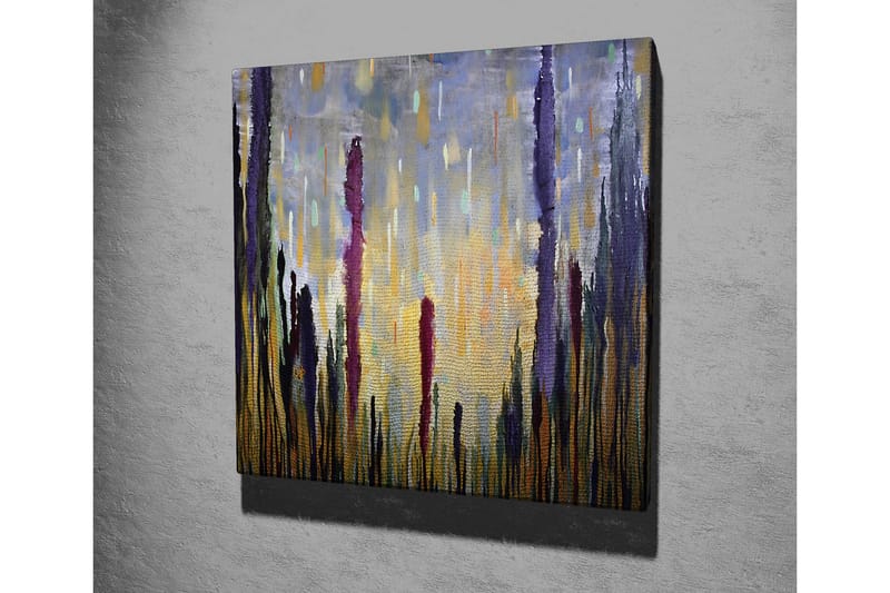Canvastavla - Abstrakt landskap med vertikala former - Lila / Guld / Grön - Inredning & dekor - Tavlor & konst - Canvastavla
