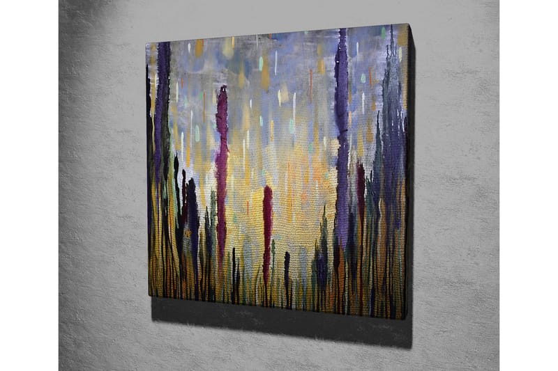 Canvastavla - Abstrakt landskap med vertikala former - Lila / Guld / Grön - Inredning & dekor - Tavlor & konst - Canvastavla