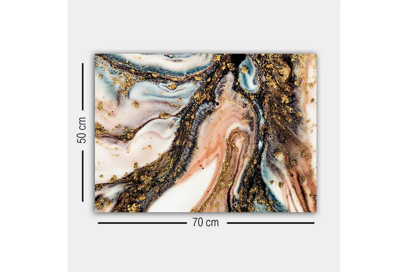 Canvastavla - Abstrakt mönster med svarta och gyllene inslag - Guld / Svart / Rosa - Inredning & dekor - Tavlor & konst - Canvastavla