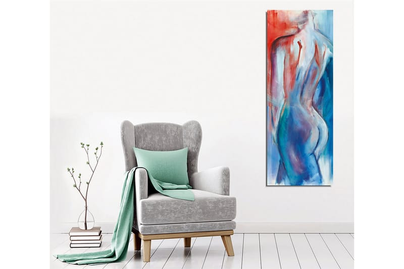 Canvastavla - Abstrakt nakenfigur med mjuka linjer och färgövergångar - Röd / Blå / Vit - Inredning & dekor - Tavlor & konst - Canvastavla
