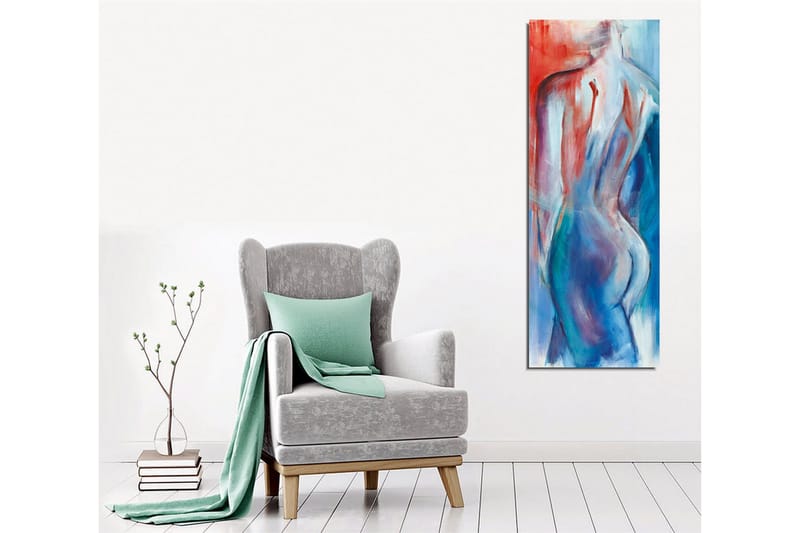 Canvastavla - Abstrakt nakenfigur med mjuka linjer och färgövergångar - Röd / Blå / Vit - Inredning & dekor - Tavlor & konst - Canvastavla