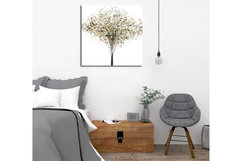 Canvastavla - Abstrakt träd med färgglada cirklar som löv - Grön / Brun / Beige - Inredning & dekor - Tavlor & konst - Canvastavla