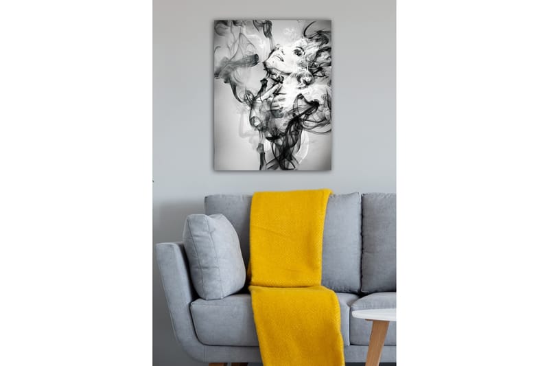 Canvastavla - Abstrakt porträtt av en kvinna omgiven av rökiga former - Svart / Vitt / Grått - Inredning & dekor - Tavlor & konst - Canvastavla