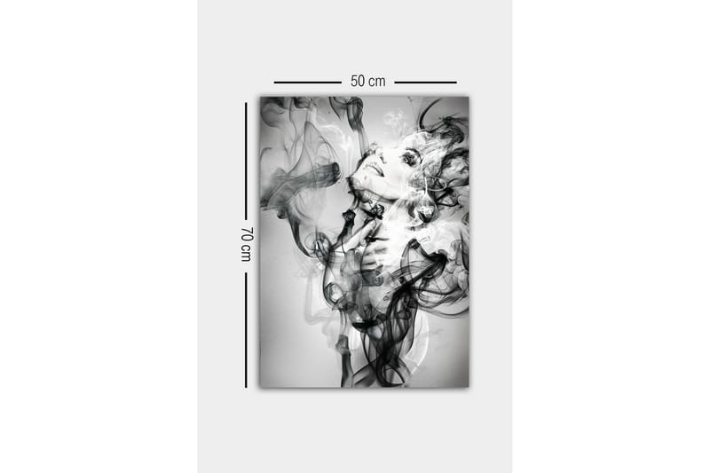 Canvastavla - Abstrakt porträtt av en kvinna omgiven av rökiga former - Svart / Vitt / Grått - Inredning & dekor - Tavlor & konst - Canvastavla