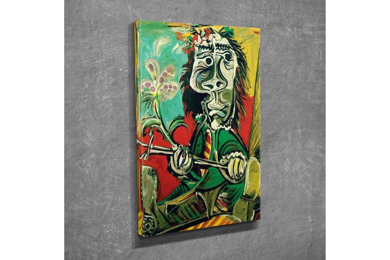 Canvastavla - Abstrakt porträtt av en man med blomma och instrument - Grön / Röd / Svart - Inredning & dekor - Tavlor & konst - Canvastavla