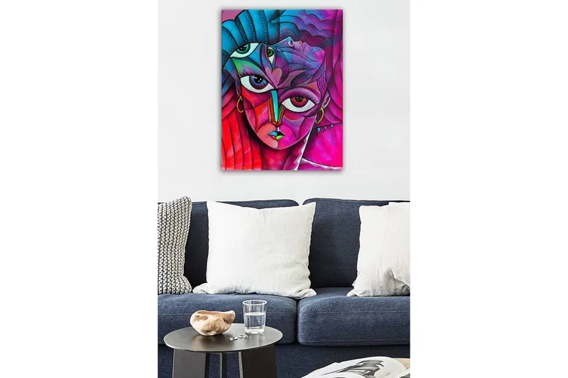 Canvastavla - Abstrakt porträtt av en kvinna med flera ansikten - Rosa / Lila / Turkos - Inredning & dekor - Tavlor & konst - Canvastavla