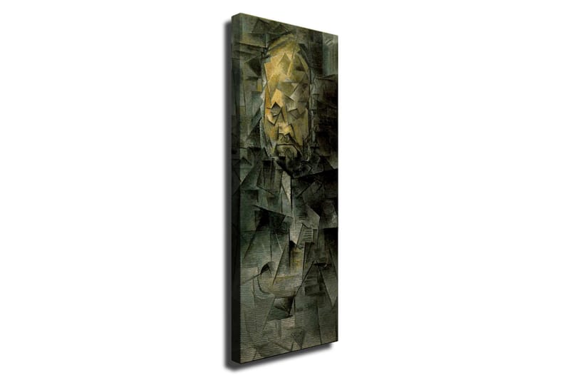 Canvastavla - Abstrakt porträtt med geometriska former, Mörkgrön / Gul / Grå