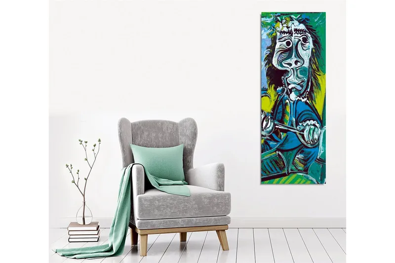 Canvastavla - Abstrakt porträtt av en man med instrument - Grön / Blå / Svart - Inredning & dekor - Tavlor & konst - Canvastavla