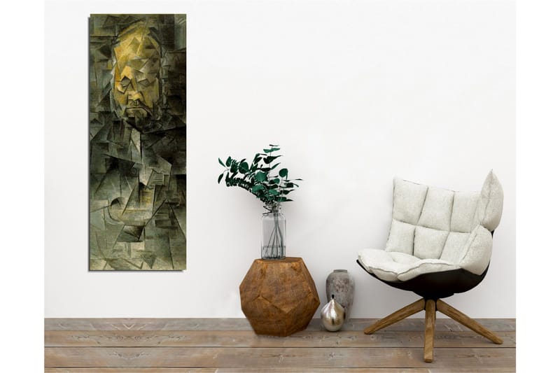 Canvastavla - Abstrakt porträtt med geometriska former - Mörkgrön / Gul / Grå - Inredning & dekor - Tavlor & konst - Canvastavla
