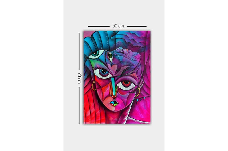 Canvastavla - Abstrakt porträtt av en kvinna med flera ansikten - Rosa / Lila / Turkos - Inredning & dekor - Tavlor & konst - Canvastavla